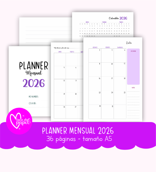 Producto - Planner mensual lavanda 2026