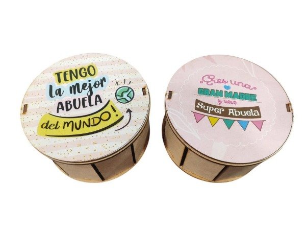 Producto - BOMBONERA REDONDA DE FIBROFACIL DE 13CM DIA DE LA MADRE