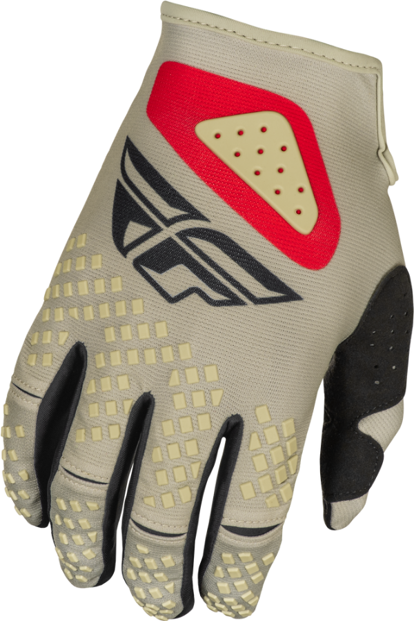 Producto - FLY RACING KINETIC SYM GLOVES GRIS CLARO/ROJO/NEGRO XS E30
