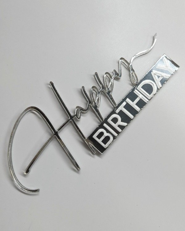Producto - Aplique "Happy Birthday" plateado