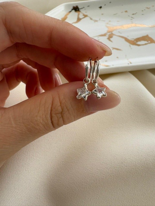 Producto - Aros estrella colgante 15mm - Plata 925