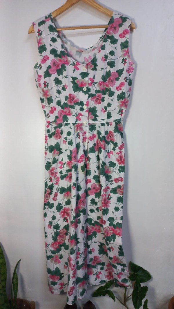 Producto - VESTIDO BLANCO FLORES ROSAS