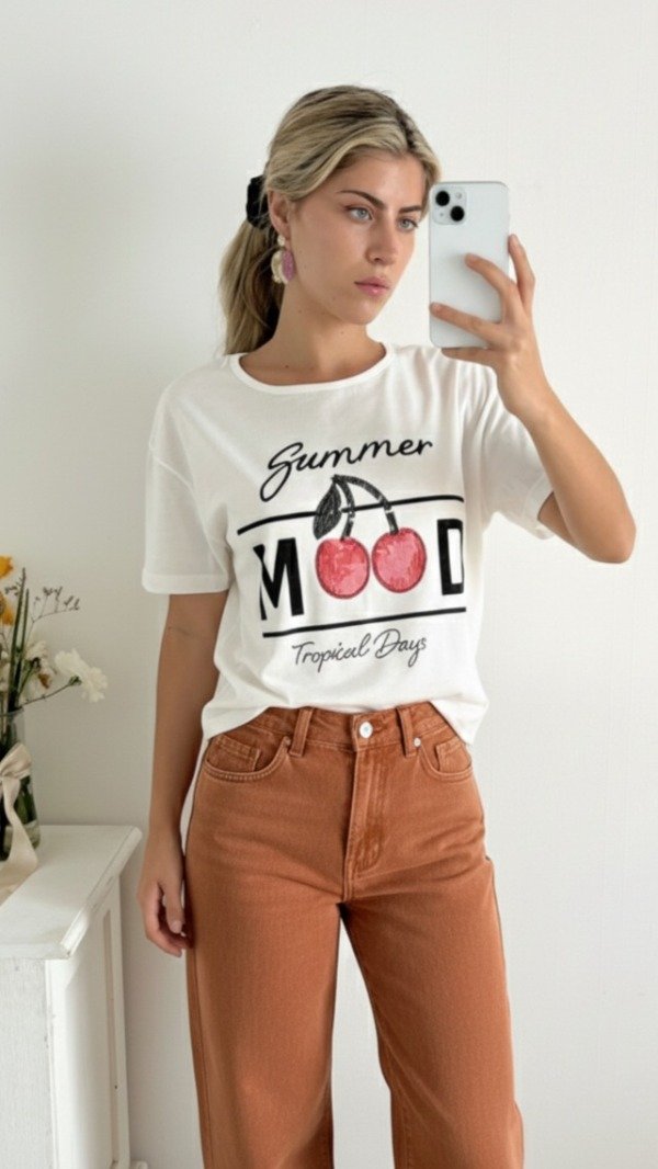 Producto - Remera algodón con lentejuelas Summer Mood