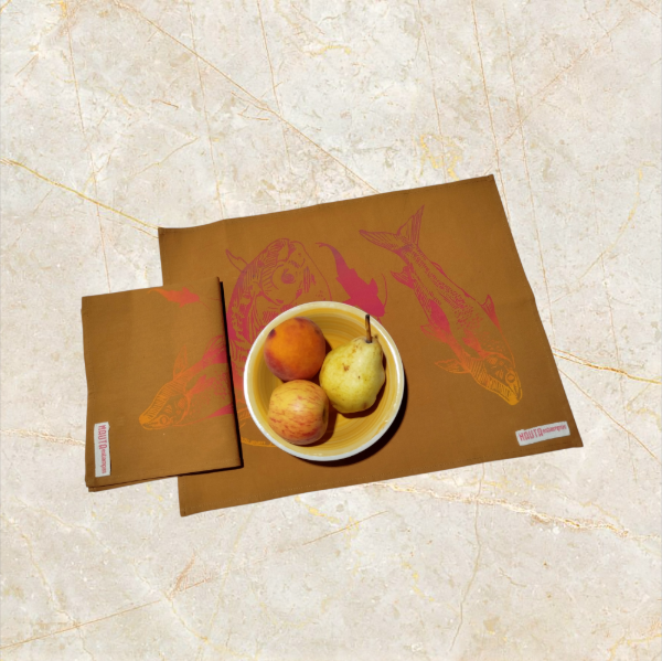 Producto - Par de individuales "Peces de río" Tostada