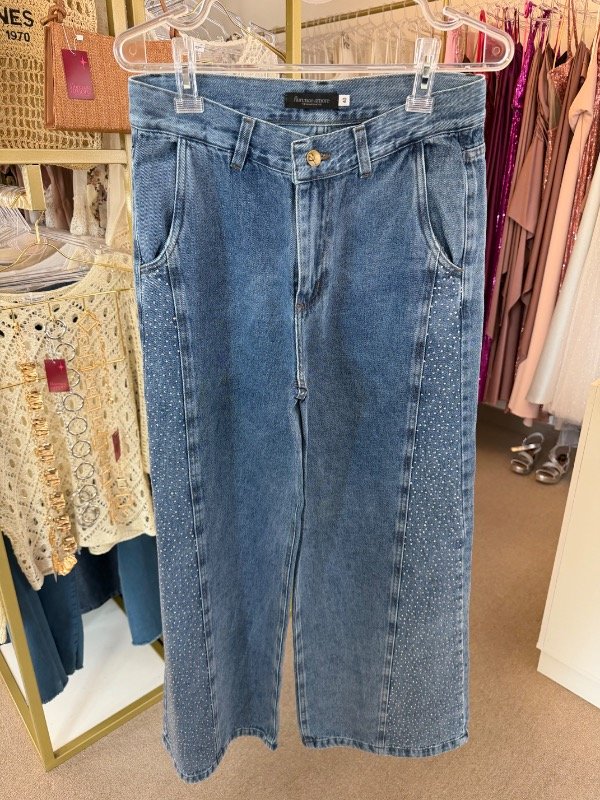 Producto - Pantalón jean maxi con brillos