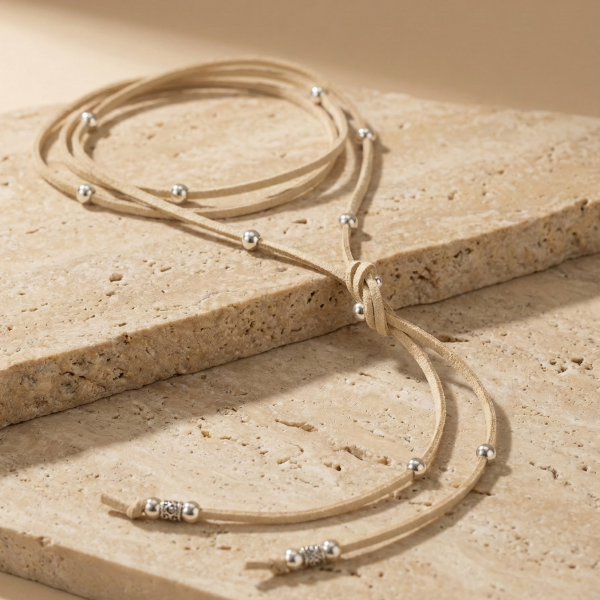 Producto - Collar Lazo de Gamuza Capri Cream