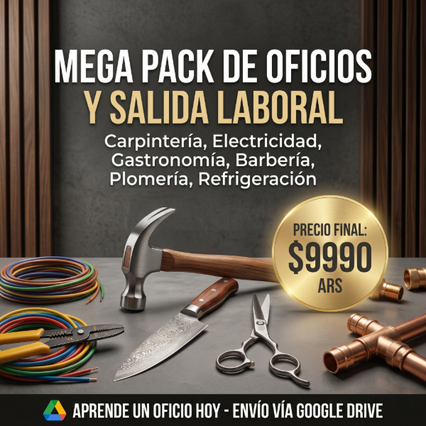 Producto - N10: MEGA PACK DE CURSOS DE OFICIOS VARIOS (+30 CURSOS RECOPILADOS)!