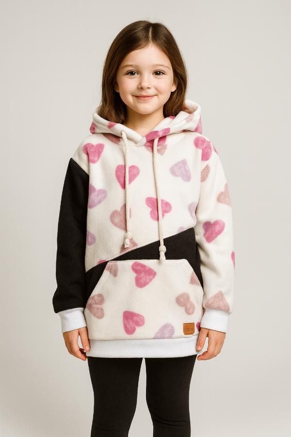 Producto - Buzo blanco con corazones rosados y negro