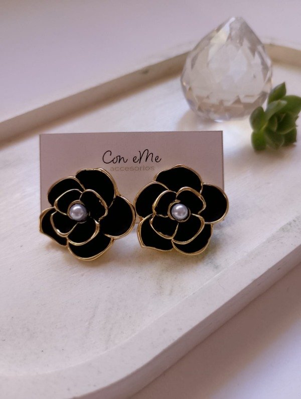 Producto - Aros Flor Negra - 0