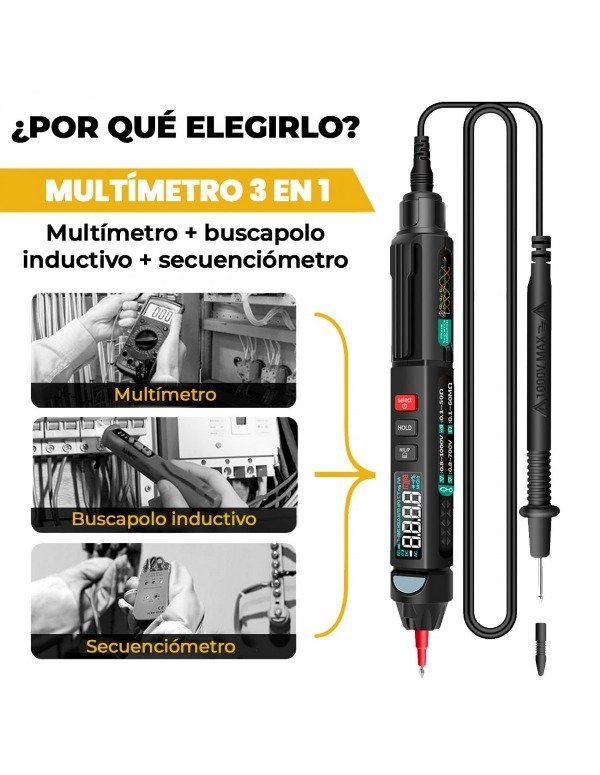 Producto - TESTER MULTIMETRO CAPACIMETRO LAPIZ BRINNA HB-500 - 2