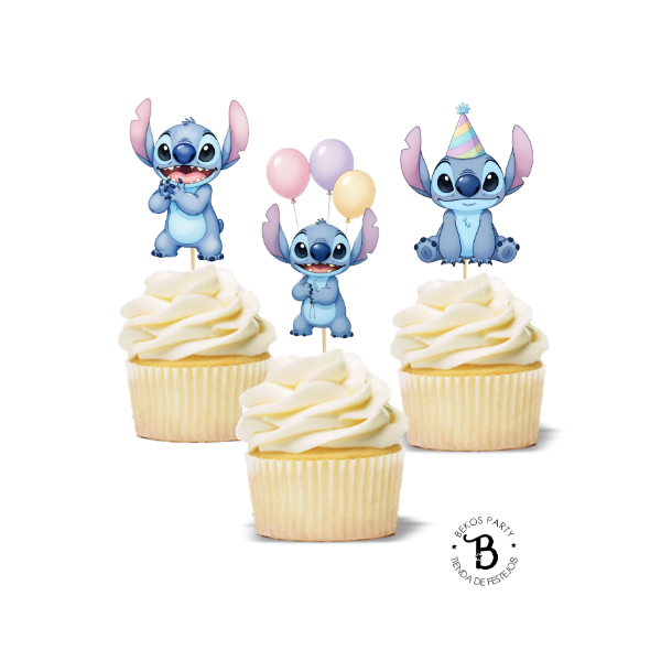 Producto - Topper cupcake silueta x 6 Stitch Party