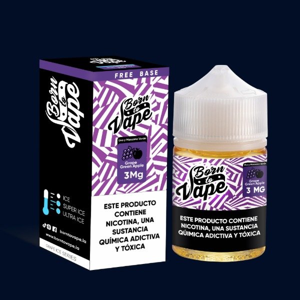 Producto - (FREEBASE) BORN TO VAPE 60ML 3MG - GRAPE GREEN APPLE