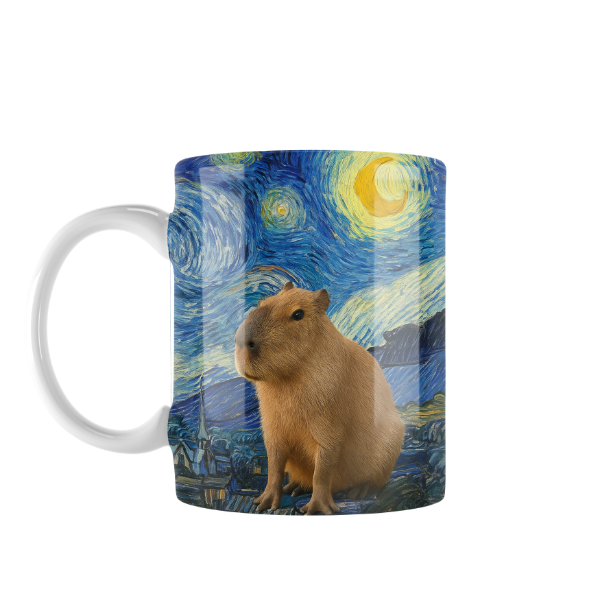 Producto - Taza Cerámica Carpincho Capibara Noche Estrellada Van Gogh