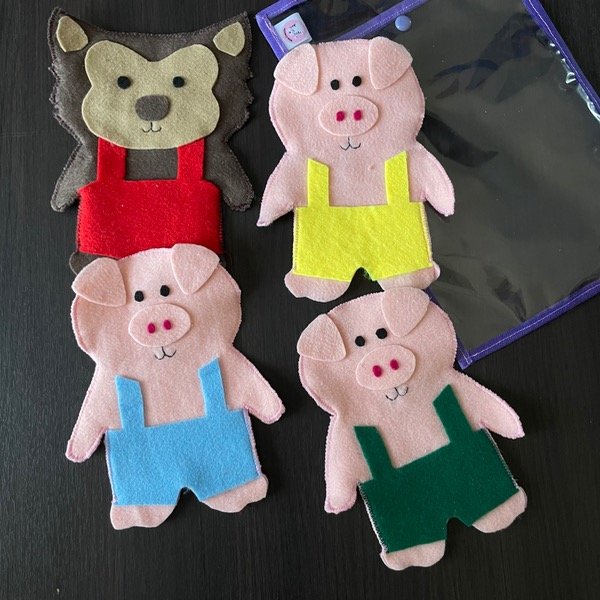 Producto - Los tres chanchitos y el Lobo feroz - títere de mano