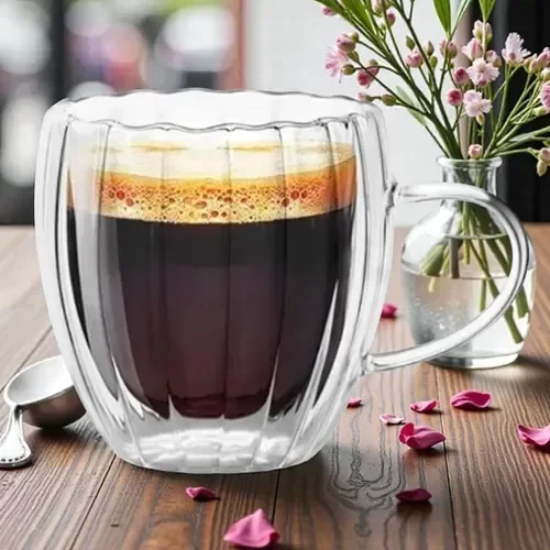 Producto - Taza acanalada doble vidrio 350cc