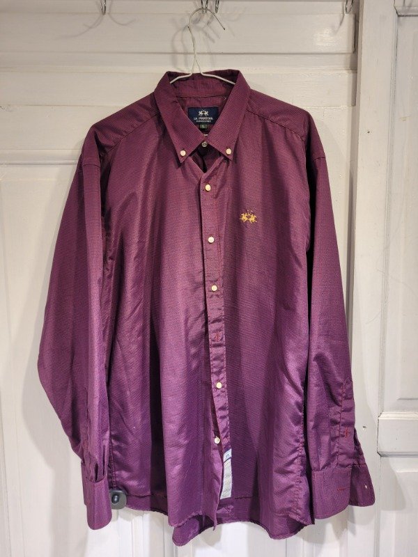 Producto - Camisa  LA MARTINA cuadrille bordeaux y azul- Talle  L- PRECIO: 56X - 0