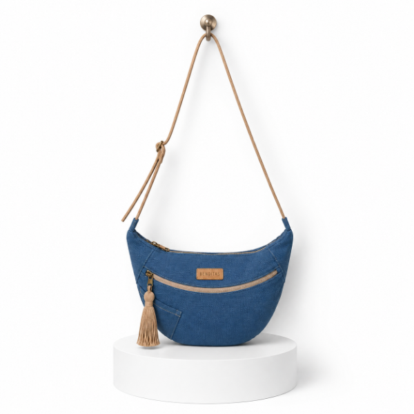 Producto - Bandolera de arpillera azul