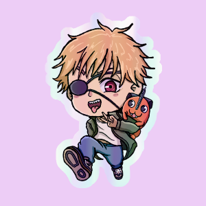 Producto - Stickers Holograficos - Chainsaw Man - Denji con Pochita