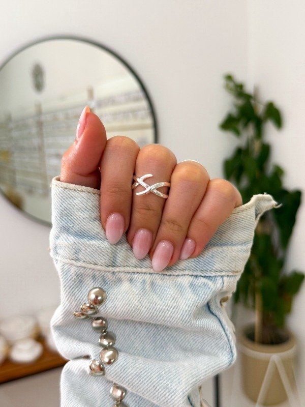 Producto - Anillo acero blanco cruzado