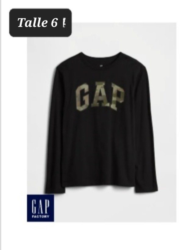 Remera manga larga gap talle 6 negra