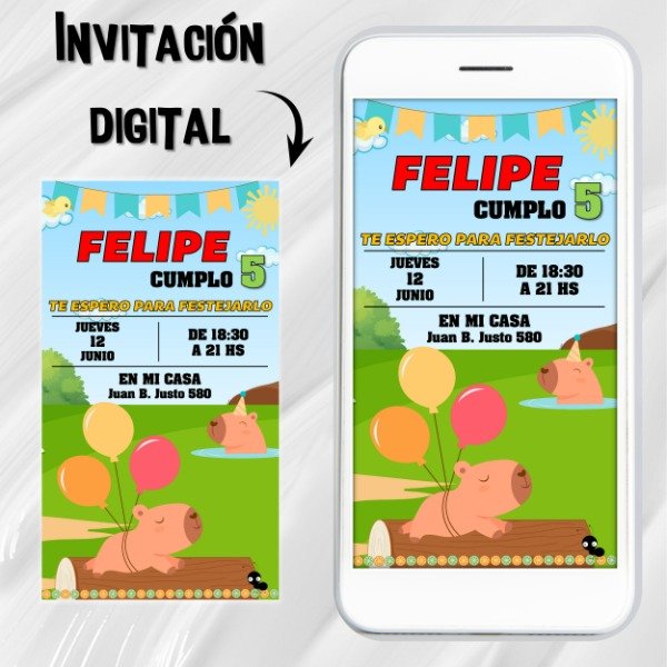 Producto - Invitación Tarjeta Digital Personalizada Capibara
