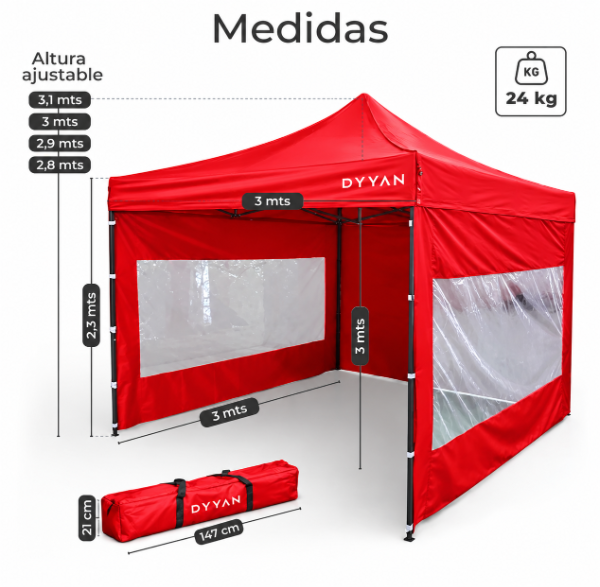 Producto - GAZEBO 3 X 3  CON PAREDES Y VENTANA