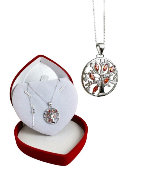 Producto - Conjunto Árbol de la vida Roja Plata 925