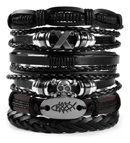Producto - Pulseras de Cuero Varios Modelos Calavera, Pez, Cruz