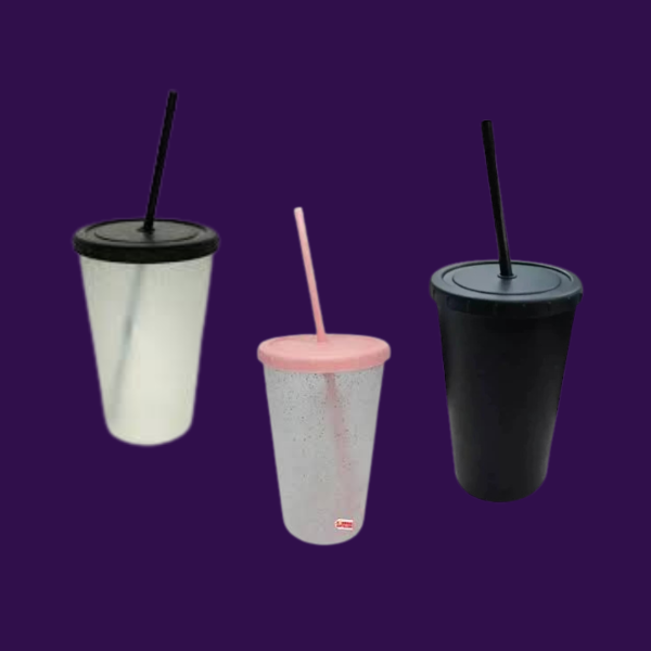 Producto - VASOS CON TAPA Y SORBETE 600 CC LISOS