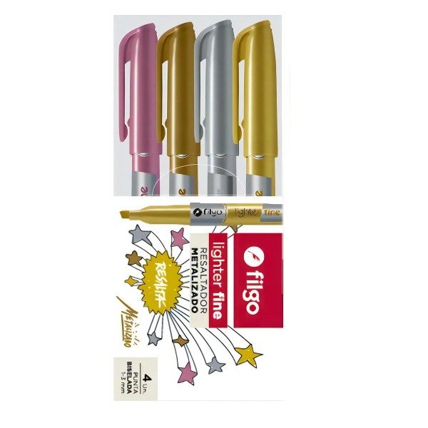Producto - Resaltador Lighter Fine x4 metalizado FILGO