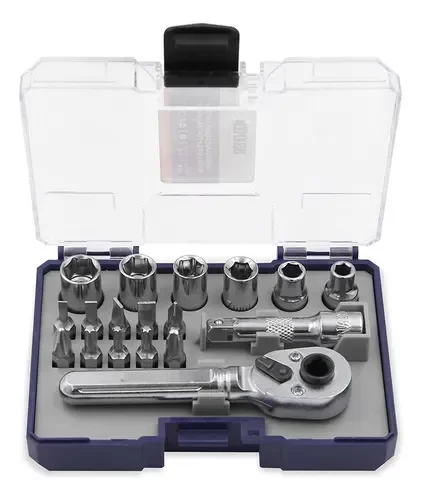 Producto - JUEGO LLAVE CRIQUE 1/4" CON BOCALLAVES Y PUNTAS (18 PZS) BREMEN