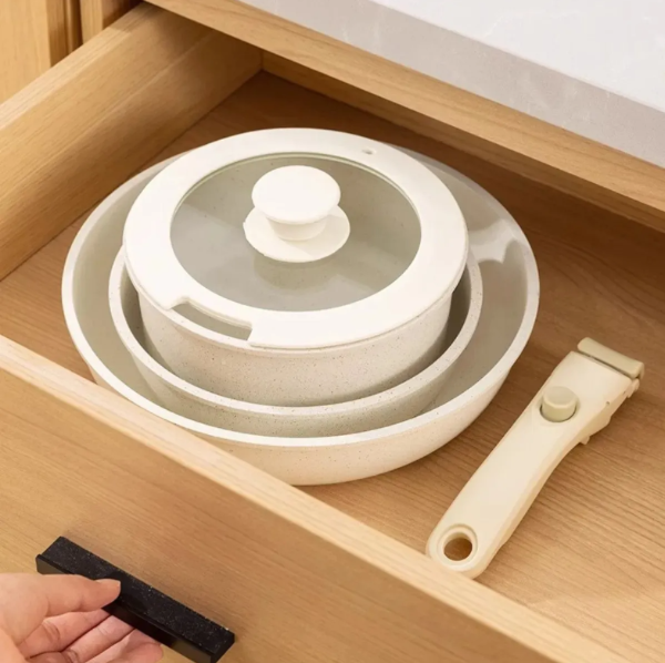 Producto - Juego de Ollas y Sartenes 5 Piezas Antiadherentes  Mango Desmontable