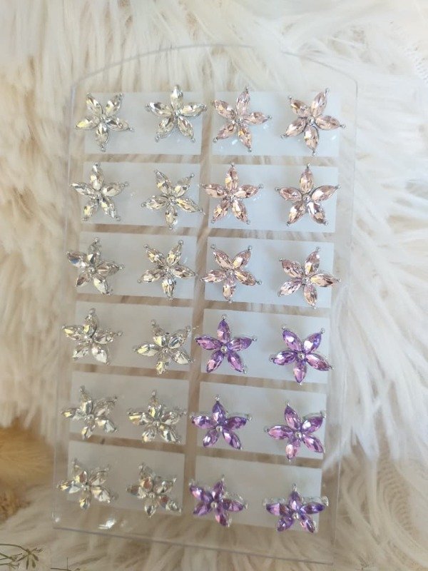 Producto - AQA0176 Aro Flor Piedras Cristal colores