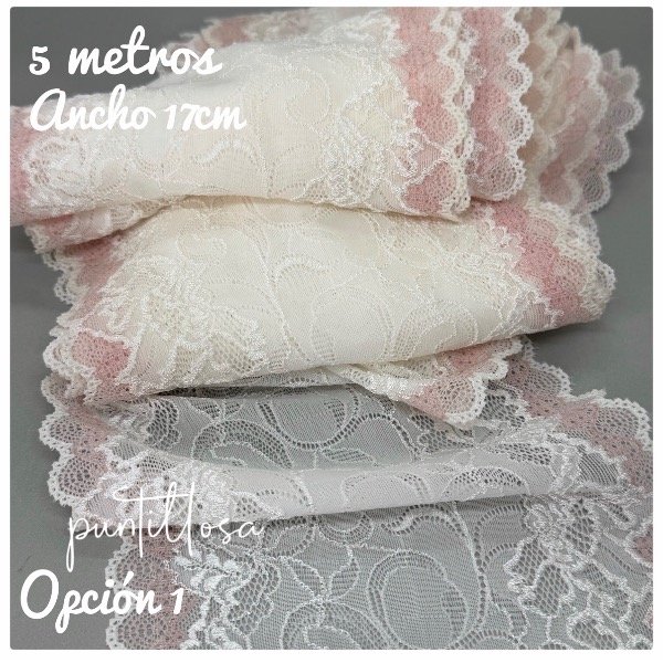 Producto - Puntilla elastizada 17cm ancho - 5 metros