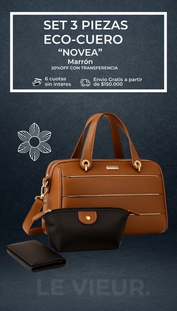 Producto - SET 3 PIEZAS ECO-CUERO "NOVEA" BROWN