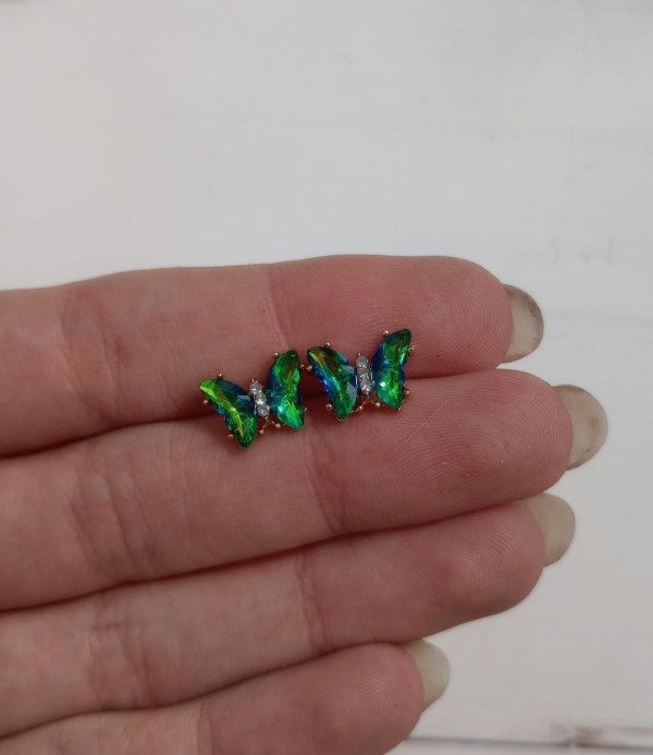Producto - Aros Mariposas Dorados - Verdes