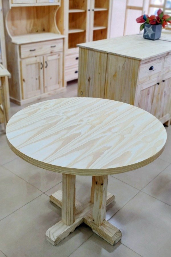Producto - Mesa Redonda de Pino Base Central