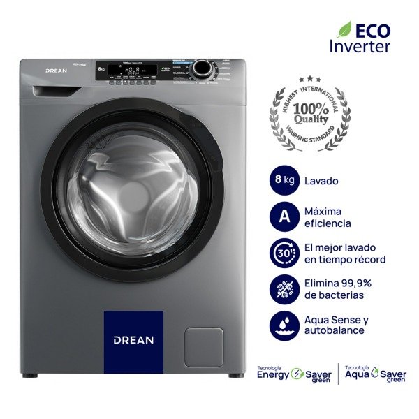 Producto - Lavarropas ecoinverter DREAN 8kg 1400 rpm gris