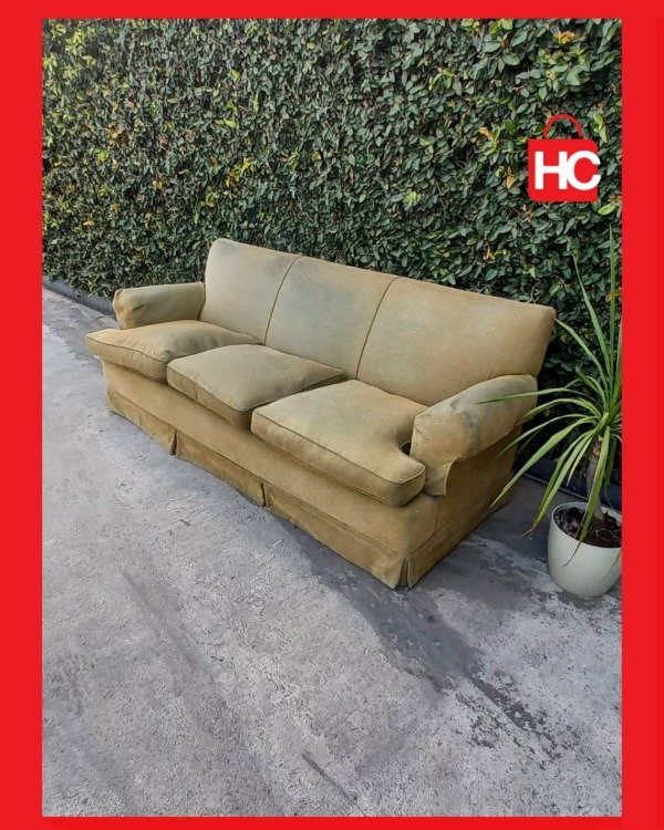Producto - Gran sillón sofá de 3 cuerpos tapizado con cubre apoyabrazos a tono 2,20m - 1