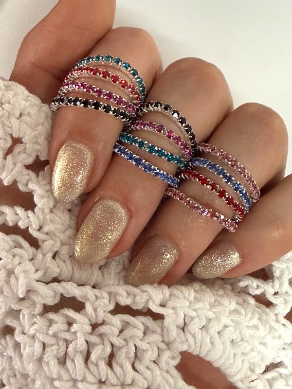 Producto - NF006 Anillo strass elastizado plateado