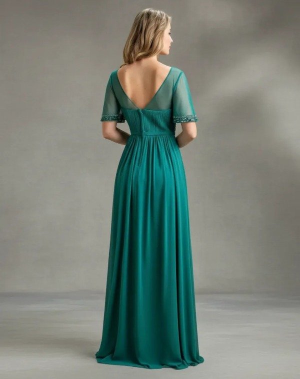 Vestido largo Madrinas con mangas elegante — imagen 4