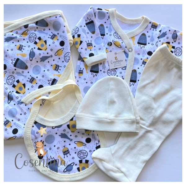 Producto - Ajuar Premium 5 Piezas M/L: Cohetes amarillo