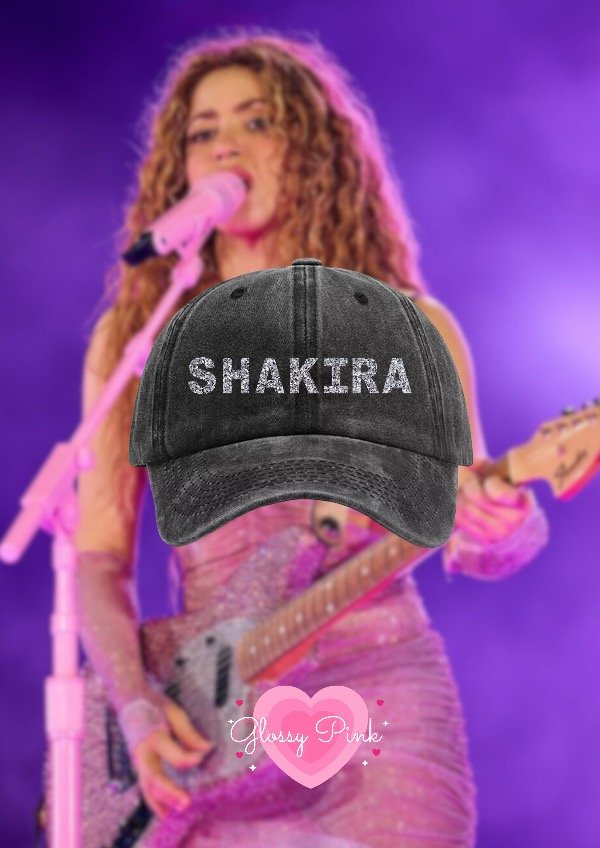 Producto - Gorra vintage gris oscuro Shakira - VINILO TEXTIL GLITTER