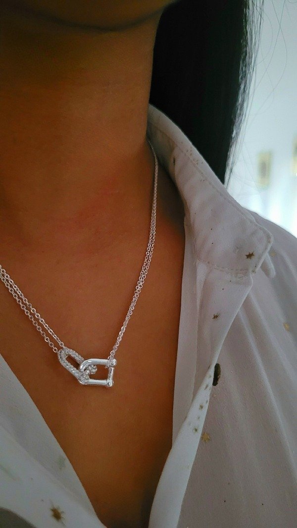 Producto - Collar entrelazado con micro pave de acero blanco - 5