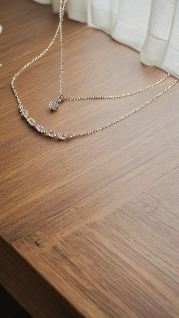 Producto - Collar doble cúbics laminado en plata C196