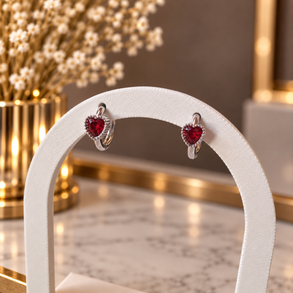 Producto - Argolla Bisagra Corazon Strass - Código: 000562 - 0