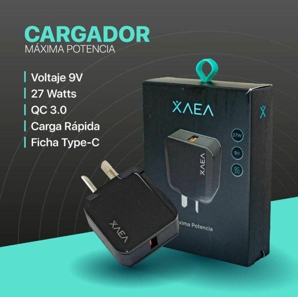 Producto - Cargador 220V XAEA MOD 10 - 9V - 27W - 1 USB + CABLE TIPO C