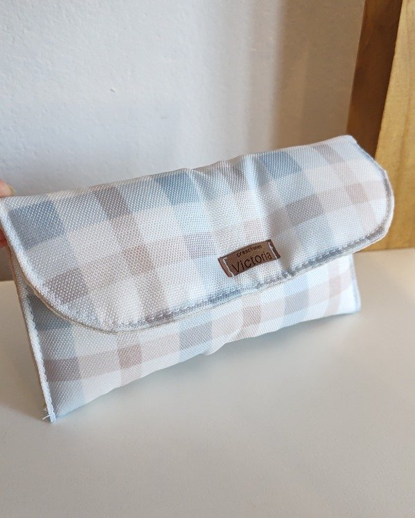 Producto - Estuche para anteojos - cuadrille celeste