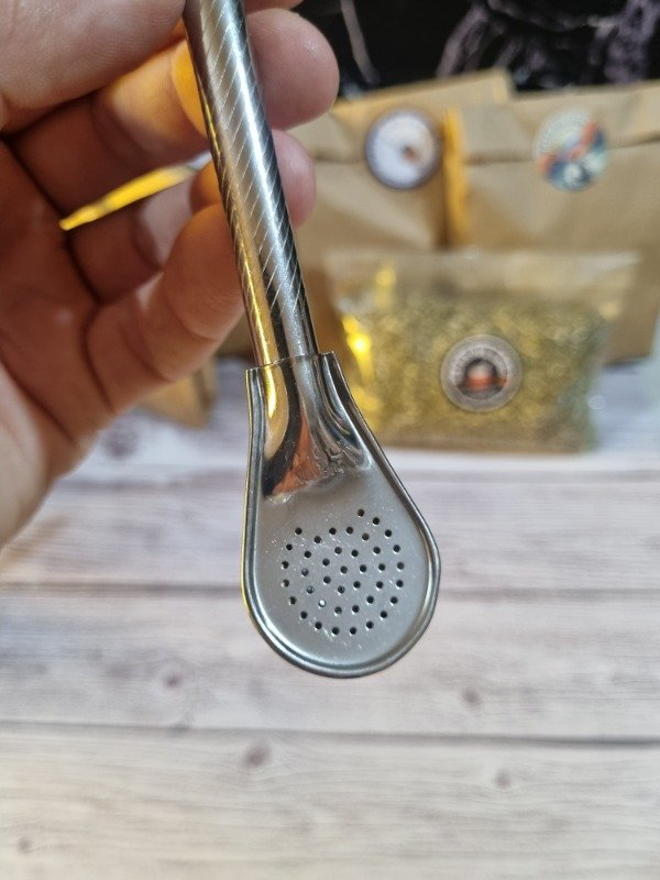 Producto - Bombillón de Acero Inoxidable con Pico Curvo y Filtro - 1