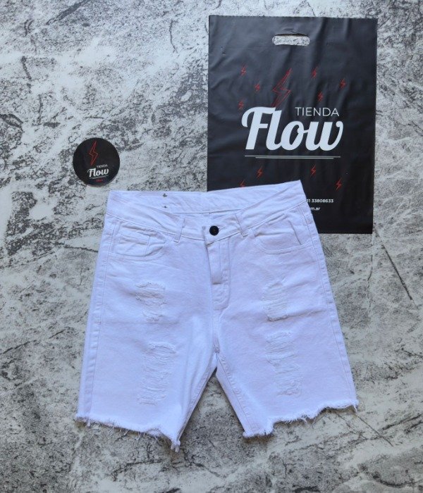 Producto - Bermuda Jean Rota Blanca
